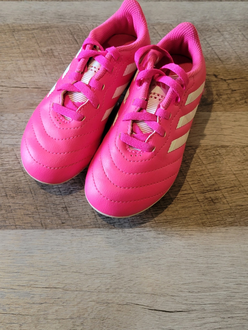 adidas Kids Bright Pink Sneakers with White Stripes